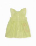 Newborn woven dress with textured polka dots