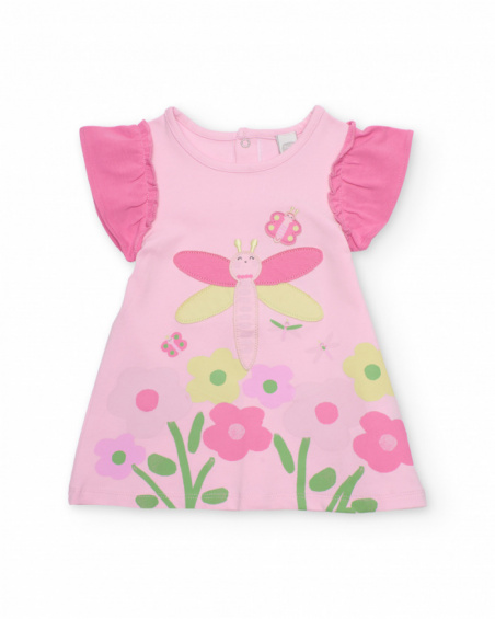 Knitted newborn dress with dragonfly design