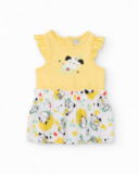 Knitted newborn dress with shoulder ruffles