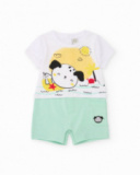 Knitted newborn romper with embroidered detail