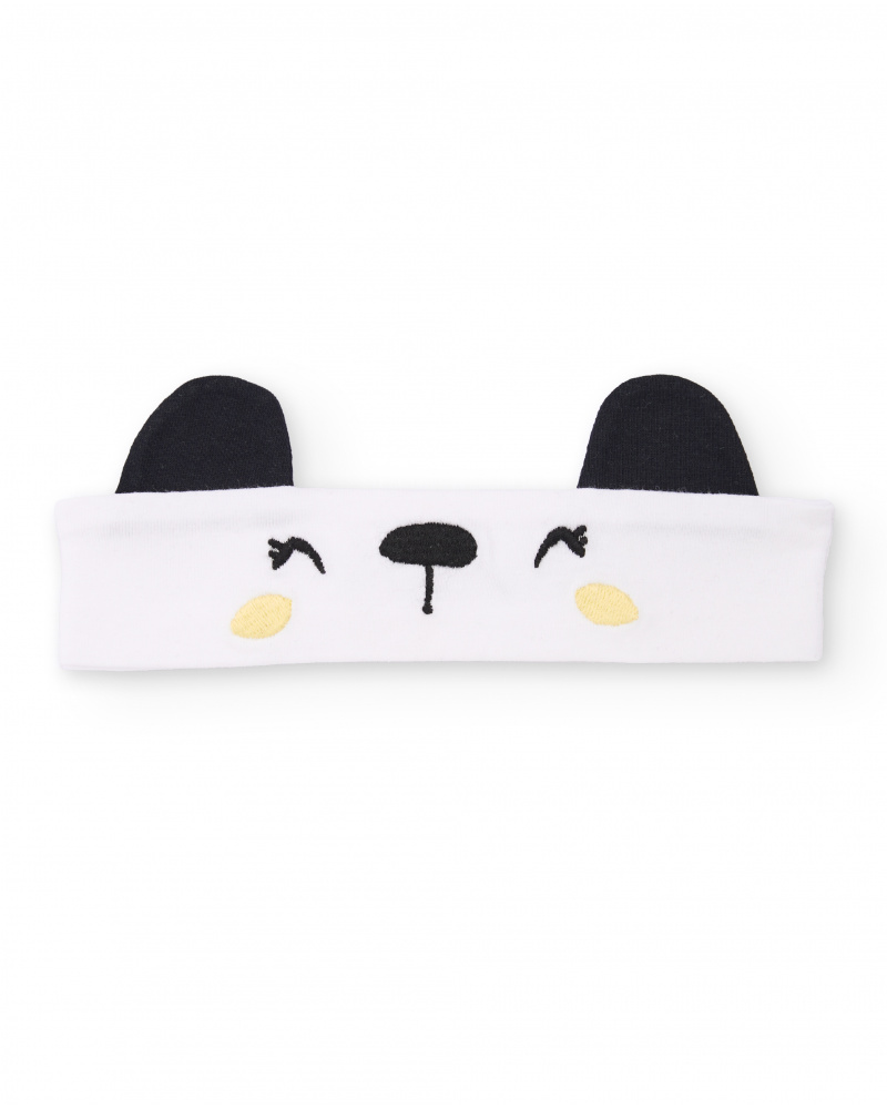 Knitted newborn headband with raised appliqués