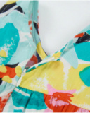 Girls’ short romper with multicolour floral print and ruffle