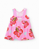 Girls’ knit dress with large floral print