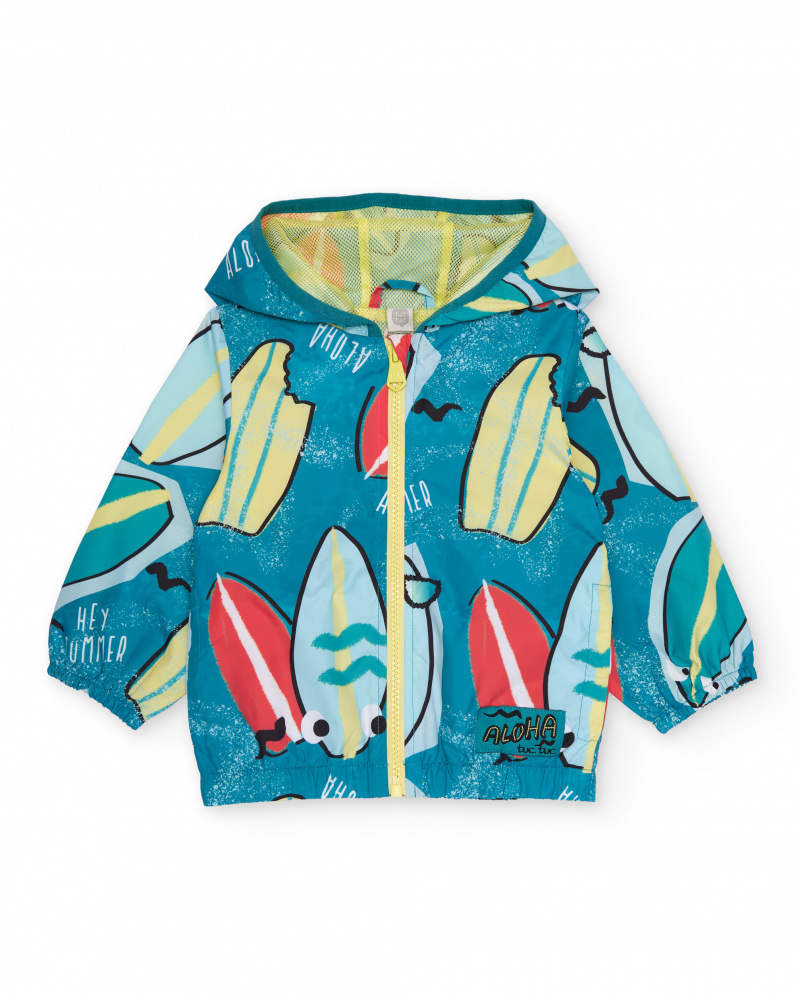 Boys’ woven jacket with surfboard print