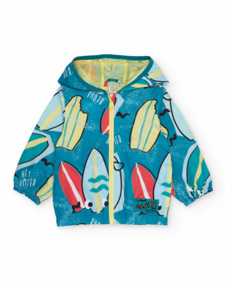 Boys’ woven jacket with surfboard print