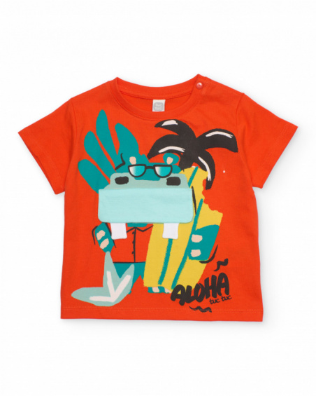 Boys’ knitted T-shirt with patch pocket