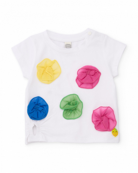 Girls’ knitted T-shirt with 3D flowers