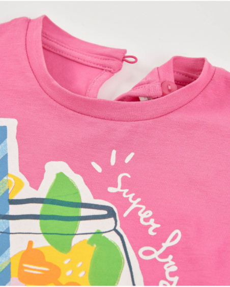Girls’ knitted T-shirt with lemonade motif