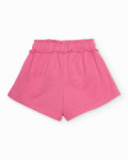 Girls’ knitted shorts with gathered ruffle waistband