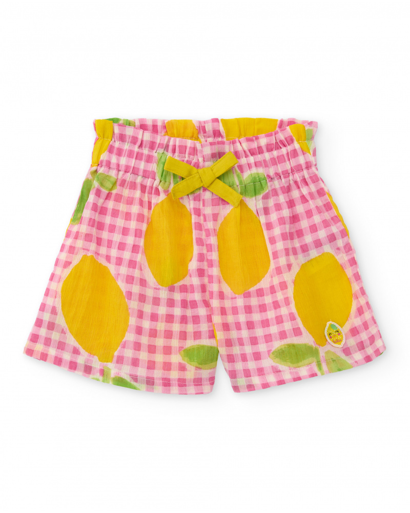 Girls’ woven shorts with lemon print