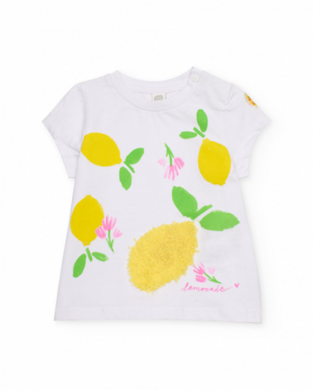 Girls’ knitted T-shirt with textured lemon
