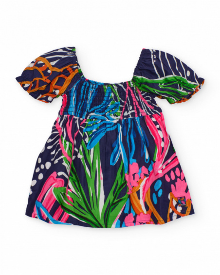 Girls’ woven dress with elasticated smocking