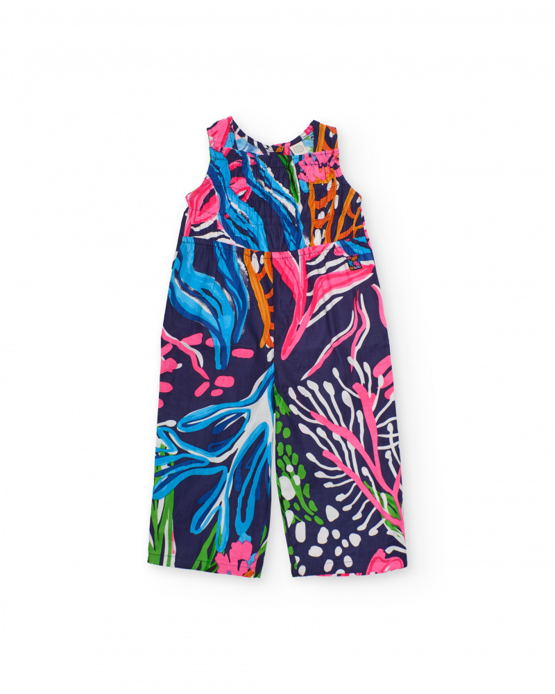 Girls’ woven playsuit with nautical print