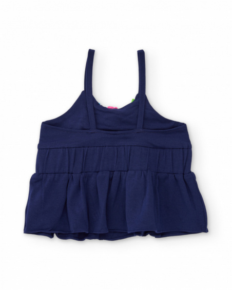 Girls’ knitted T-shirt with gathered straps