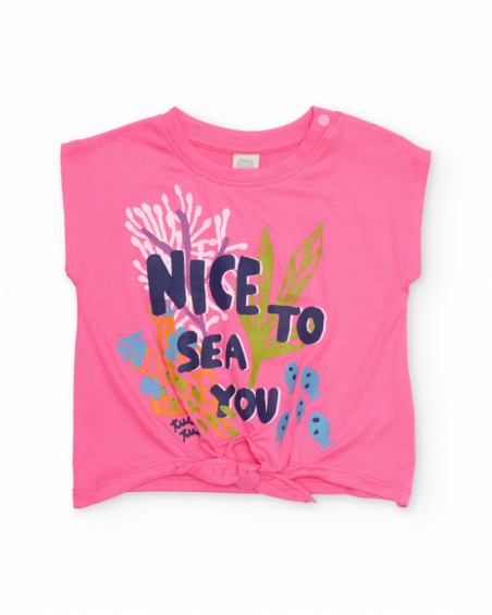 Girls’ knitted T-shirt with knot at the hem