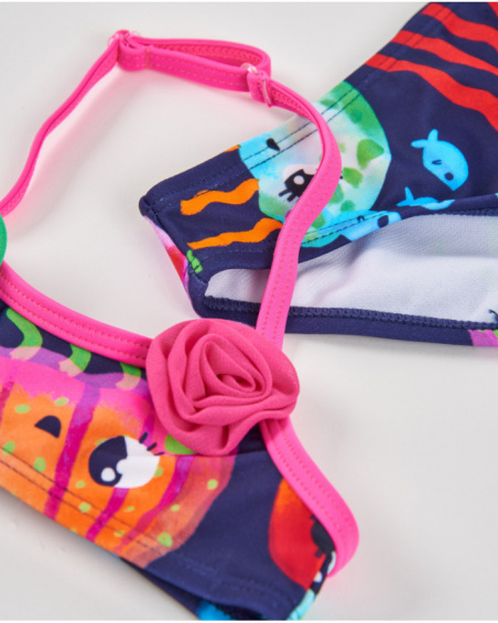 Girls’ knitted bikini with applied flowers