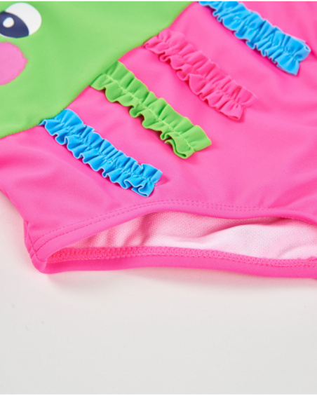 Girls’ knitted swimsuit with gathered straps