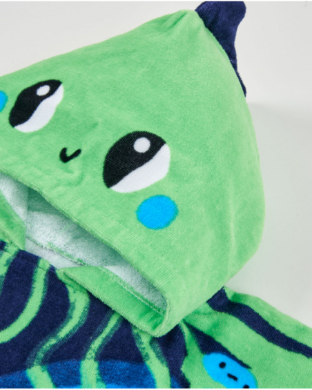 Boys’ knitted poncho towel with embroidered details