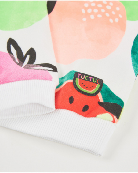 Girls’ knitted sweatshirt with fruit print