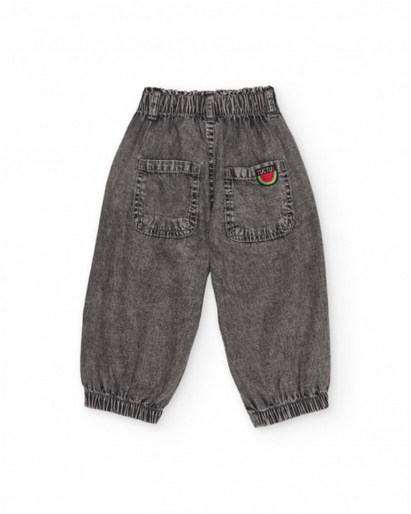 Girls’ woven denim trousers with washed effect