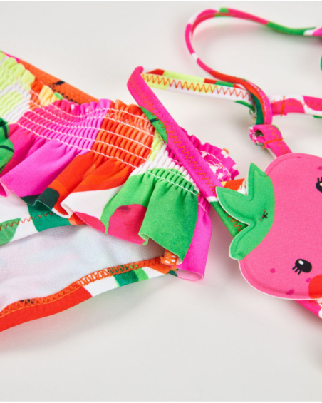 Girls’ knitted bikini with padded fruits