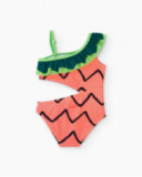 Girls’ knitted swimsuit with asymmetrical ruffle