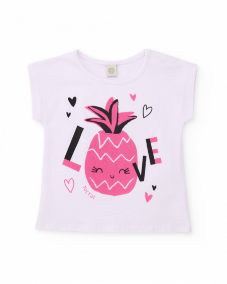 Girls’ knitted T-shirt with pineapple graphic