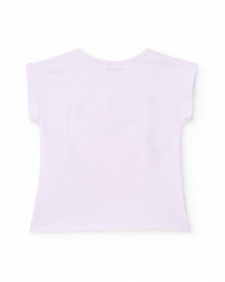 Girls’ knitted T-shirt with pineapple graphic