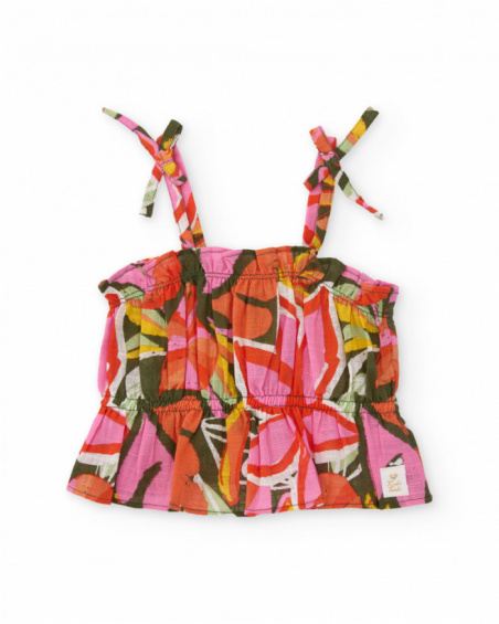 Girls’ woven top with adjustable straps