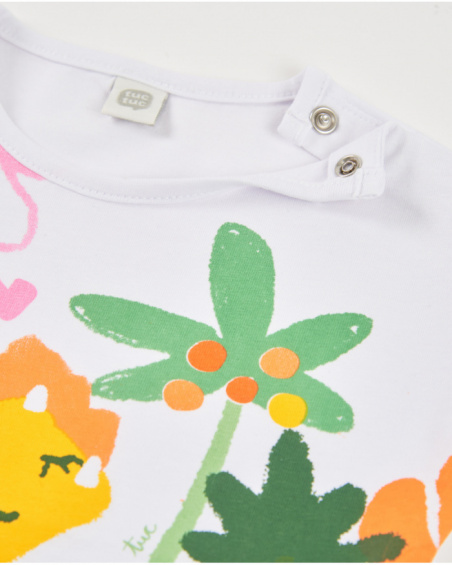 Girls’ knitted T-shirt with dinosaur print
