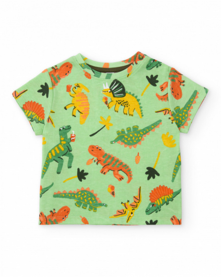 Boys’ knitted T-shirt with dinosaur graphics
