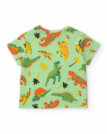 Boys’ knitted T-shirt with dinosaur graphics