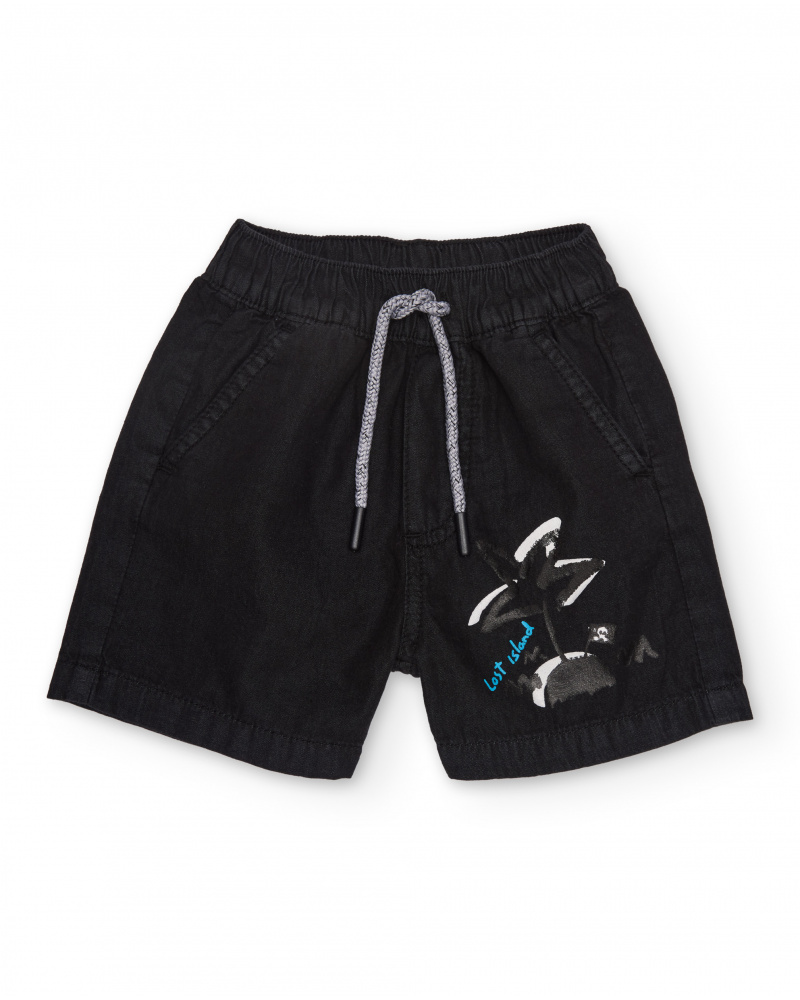 Boys’ woven bermuda shorts with palm tree graphic