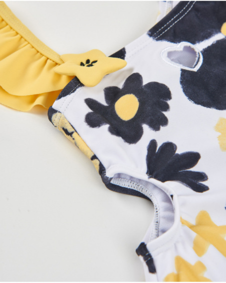 Girls’ knit swimsuit with asymmetrical design