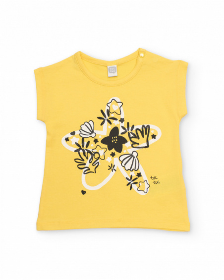 Girls’ knit T-shirt with starfish design