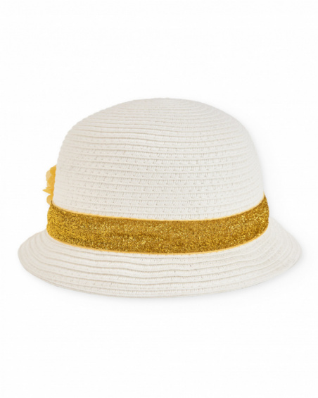 Girls’ woven hat with raised flowers