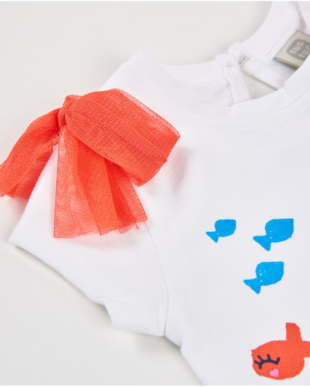 Girls’ knit T-shirt with fish on the front
