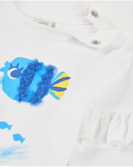 Girls’ knit T-shirt with raised appliqués