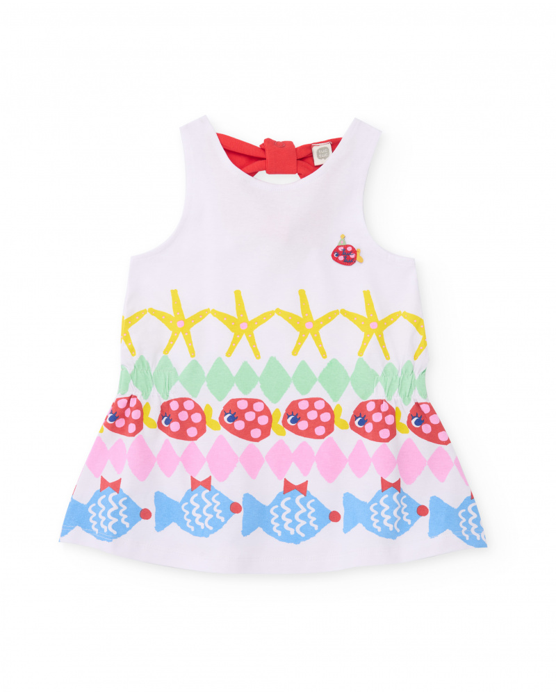 Girls’ knit dress with bow on the back