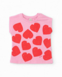 Girls knit T-shirt with heart print