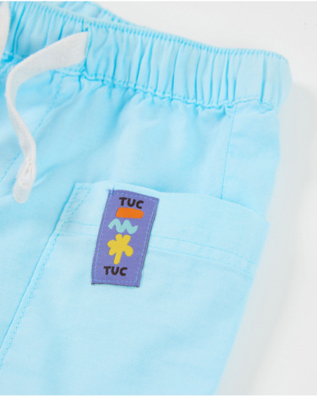 Boys plain weave bermuda shorts with front pockets