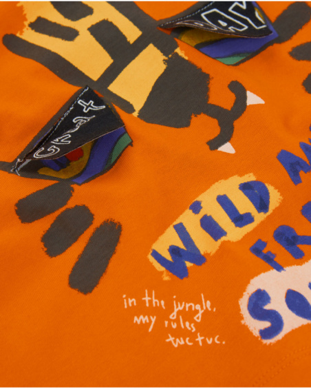 Boys knit T-shirt with a tiger front print