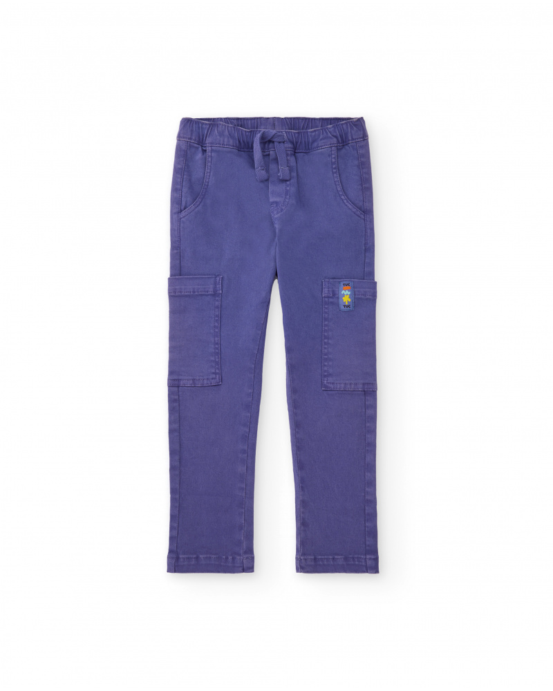 Boys plain weave trousers with a cargo design