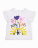 Girls’ knitted T-shirt with ruffles on the sleeves
