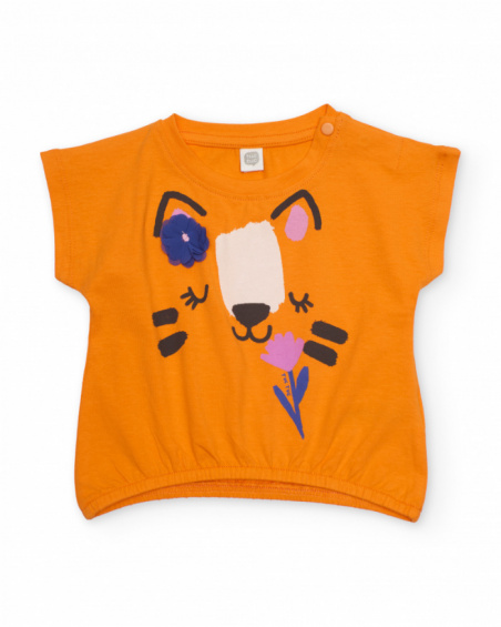 Girls’ knitted T-shirt with elasticated hem