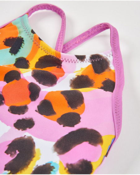 Girls’ knitted swimsuit with abstract design