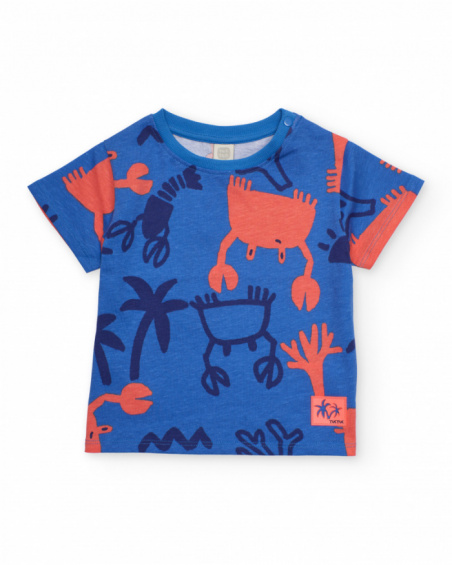 Boys’ knitted T-shirt with all-over nautical print