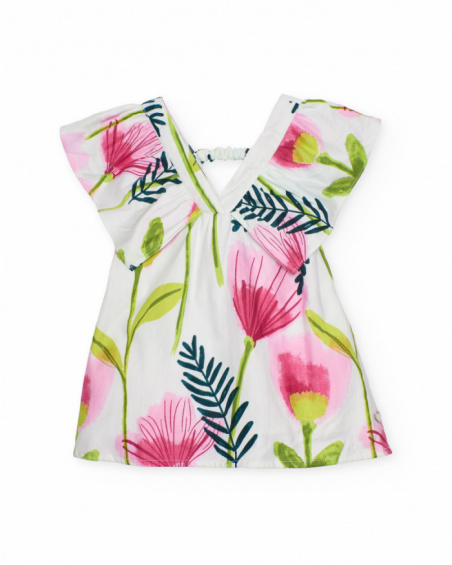 Girls’ woven dress with crossover neckline