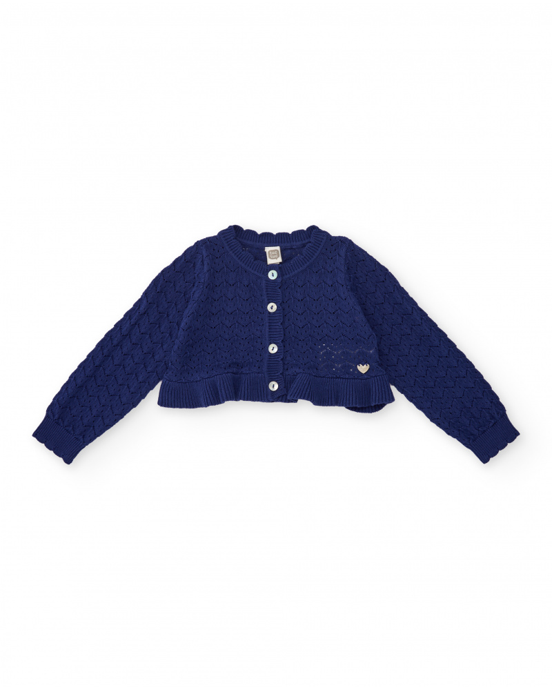 Girls’ knitted cardigan with openwork design
