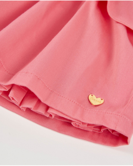 Girls’ woven dress with front ruffle